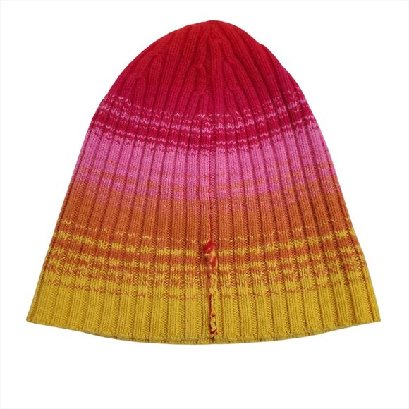 The Elder Statesman Morphe Ribbed Striped Knit Cashmere Beanie Hat Pink Colorful - Picture 5 of 9
